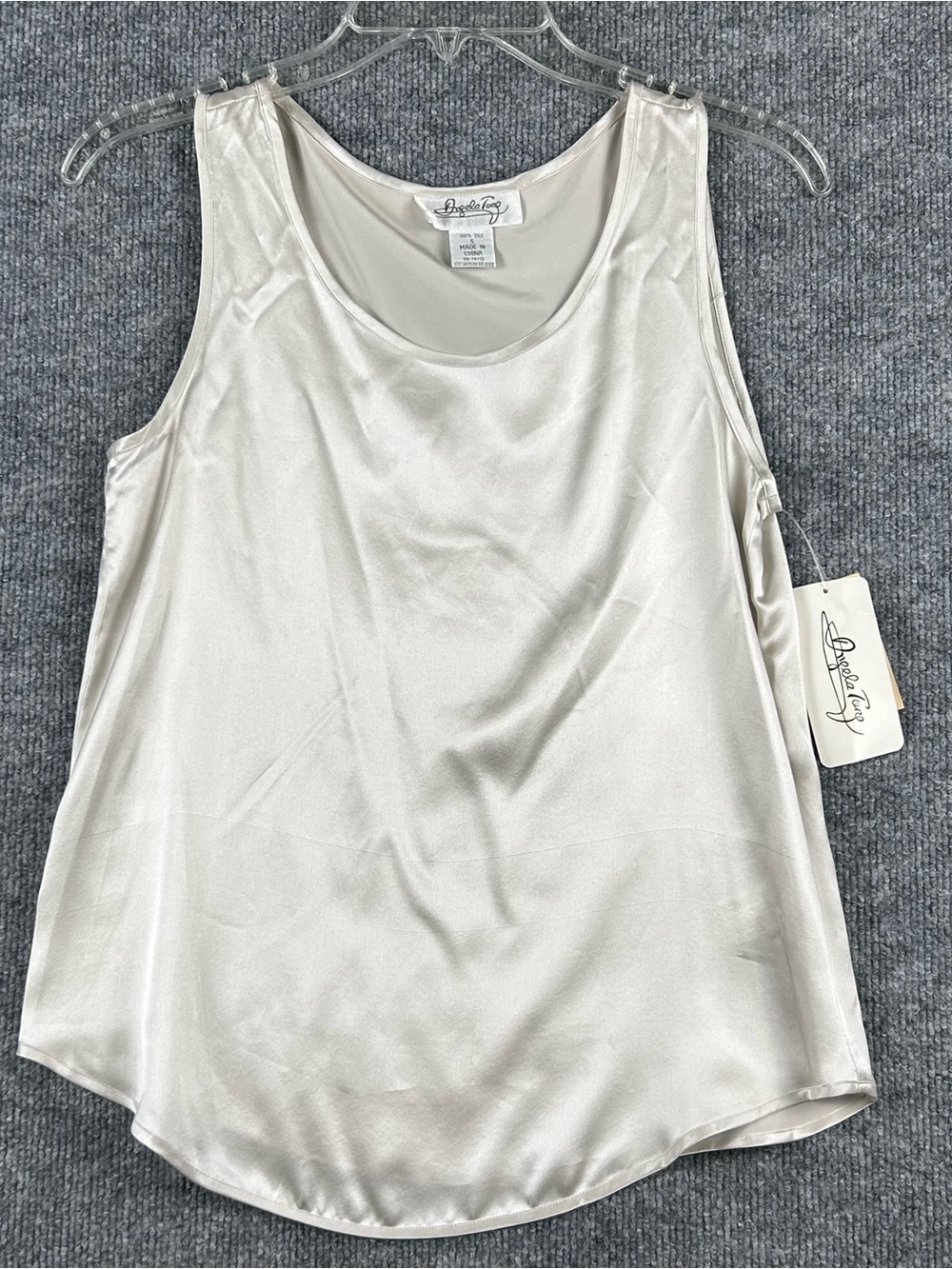 Angela Torg 100% Silk Tank Top Ivory Old Money NWT